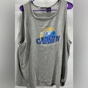 MENS XL TANK TOP GREY BLUE AND YELLOW